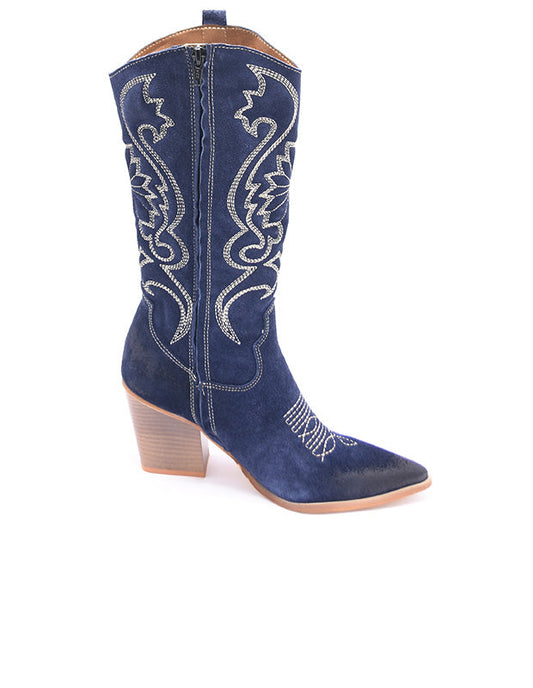 מגף צרפתי זמש כחול