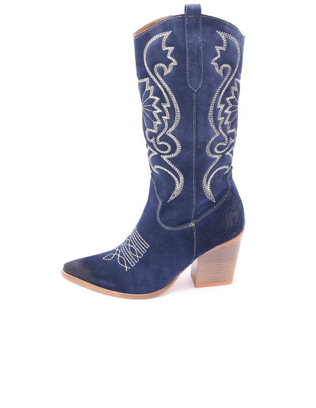 מגף צרפתי זמש כחול