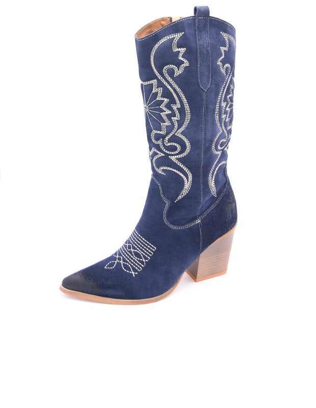 מגף צרפתי זמש כחול