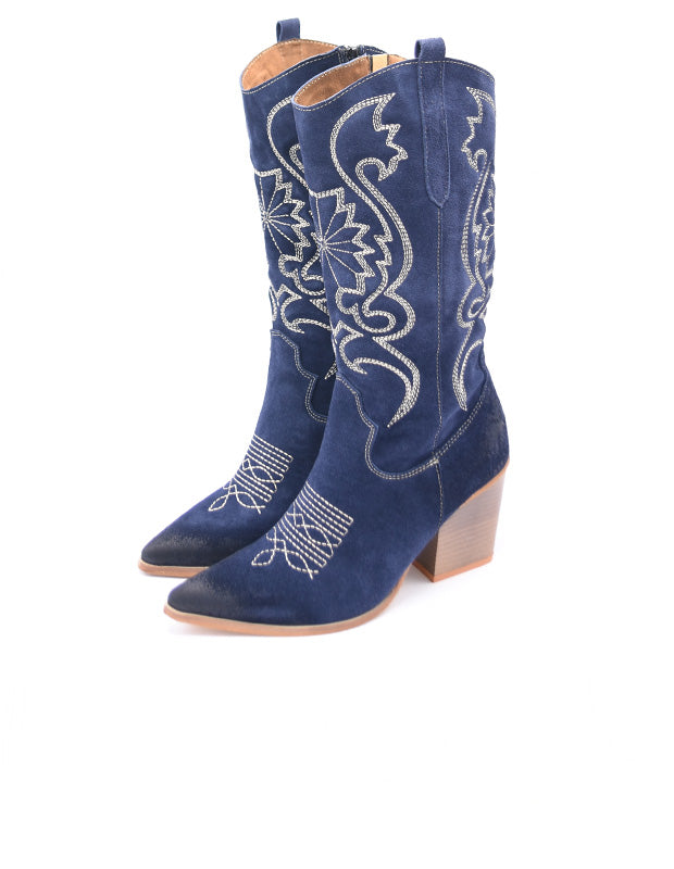 מגף צרפתי זמש כחול